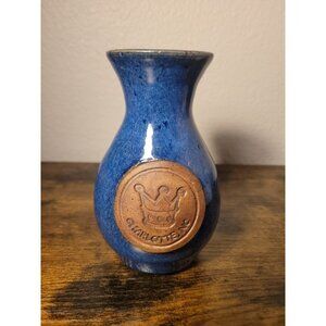 Studo Art Pottery Drip Glaze Bud Vase Blue Signed Decor 6.5" Charlotte NC